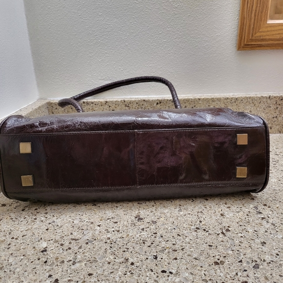 HELEN WELSH BROWN PATENT GENUINE LEATHER ZIP TOP PURSE NWOT & MATCHING WALLET - Picture 2 of 16